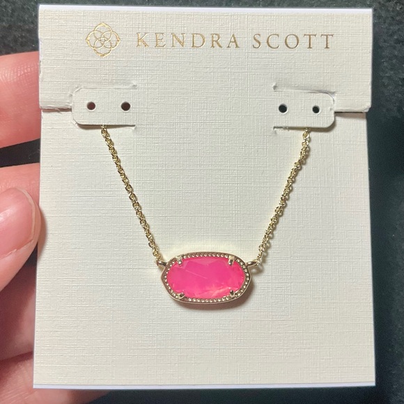Kendra Scott Elisa Necklace Pink Opal Gold Chain Necklace - Picture 5 of 7
